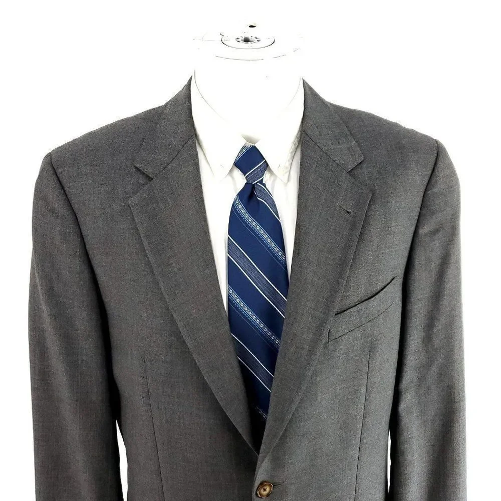Joseph Abboud Super 110s Wool Silk 2‎ Button Suit Jacket 38R Gray Windowpane